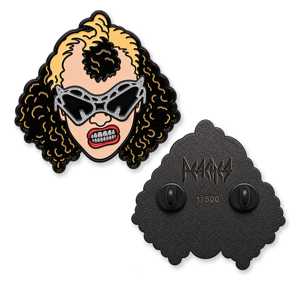 Peaches Bling Face Numbered Enamel Pin+Glow In The Dark