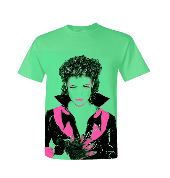 Peaches Portrait Neon Green Tee