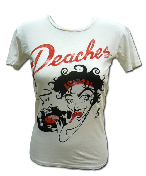 Peaches White Delicious Vinyl Fitted T-Shirt